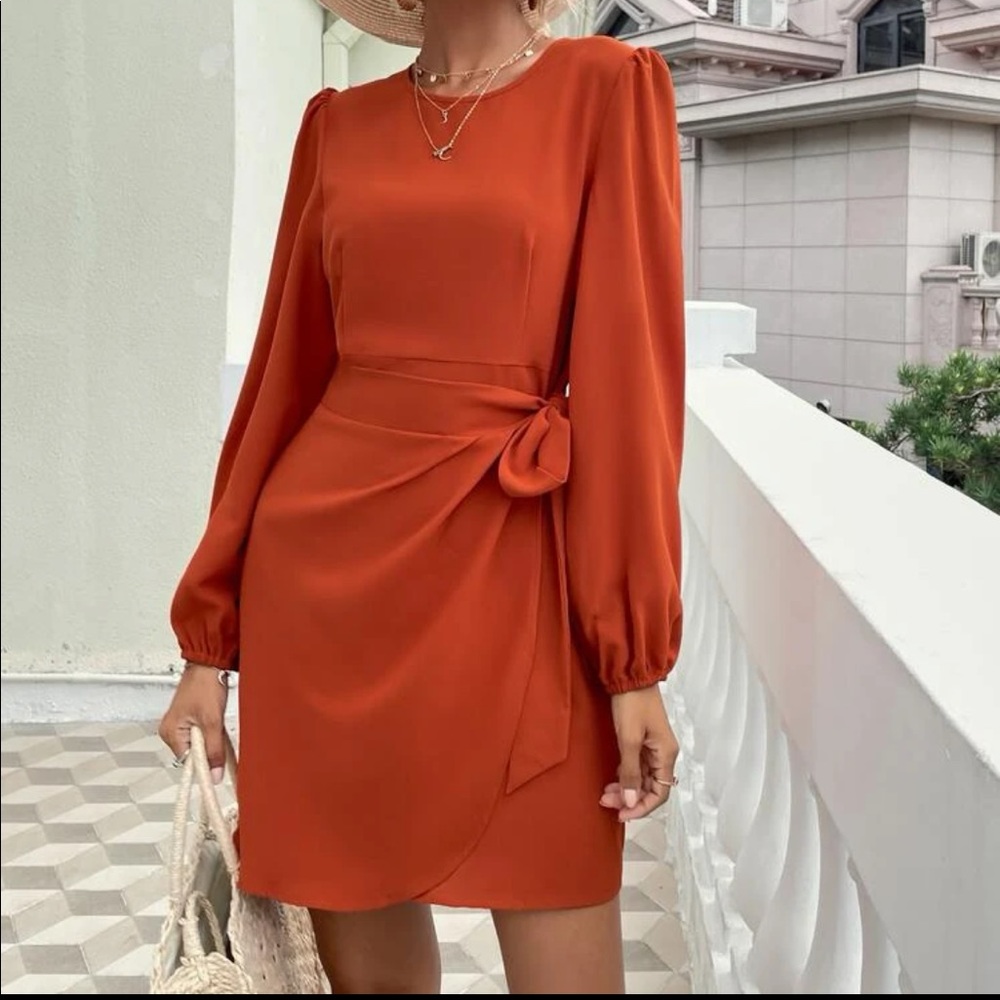 Faux wrap above knee dress NWT